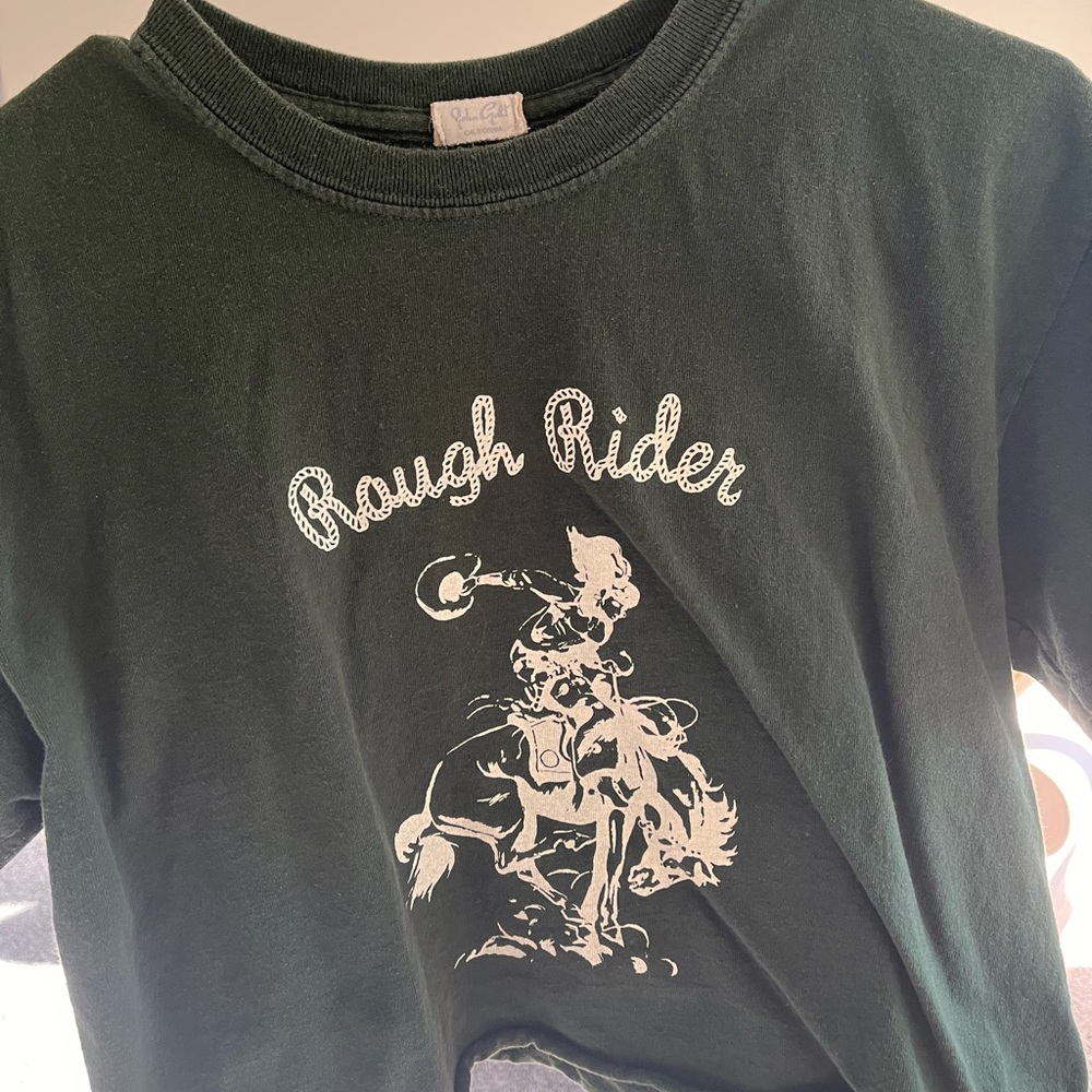 cropped, forest green, rough rider top from john galt